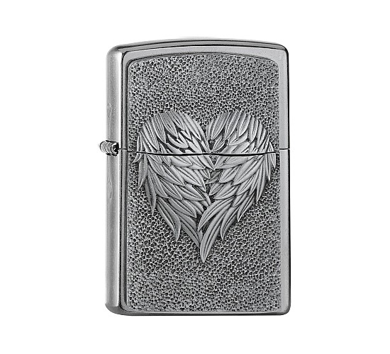 Zippo heart with feathers