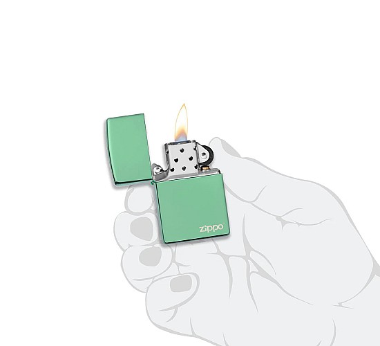 Zippo high polish green with logo