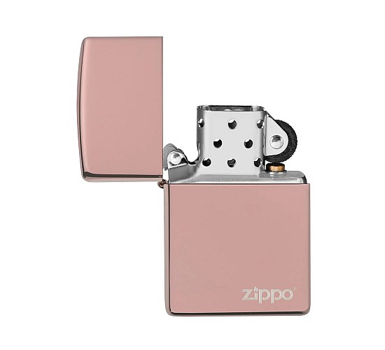 Zippo high polished rose gold logo