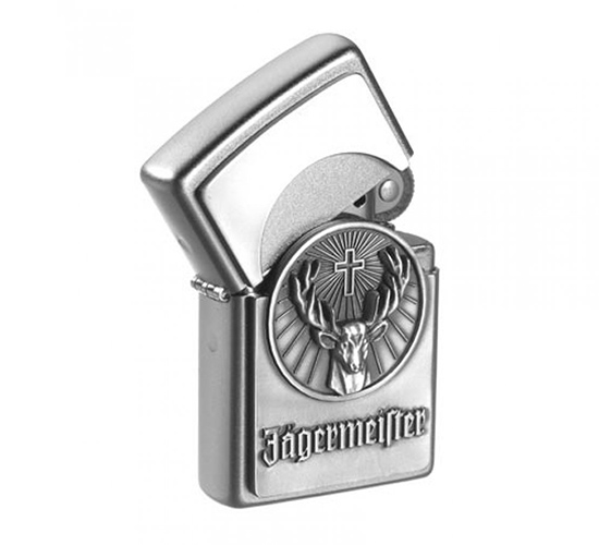 Zippo Jagermeister emblem chroom met trick