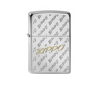 Zippo Multiple regular aansteker in chromen kleur en two-tone gravure met goudkleurig Zippo-logo