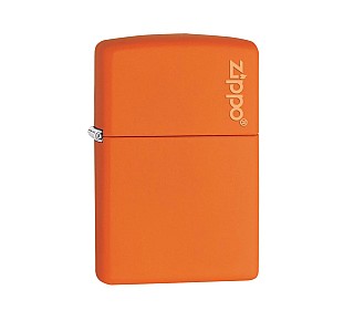 Zippo Orange met logo aansteker in matte oranje kleur met Zippo-logo rechtsboven