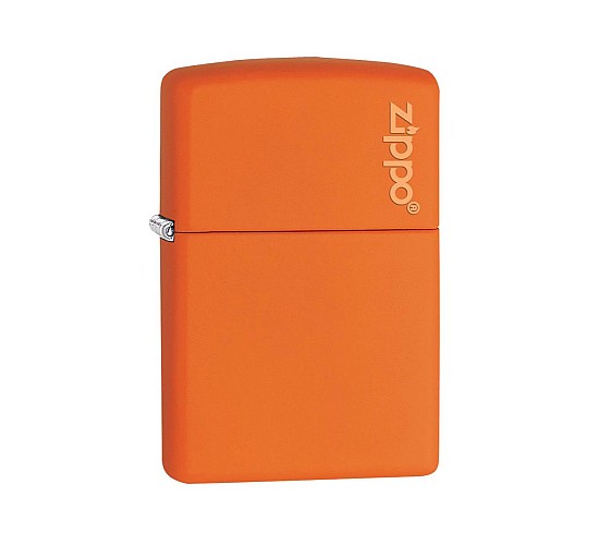 Zippo Orange met logo aansteker in matte oranje kleur met Zippo-logo rechtsboven