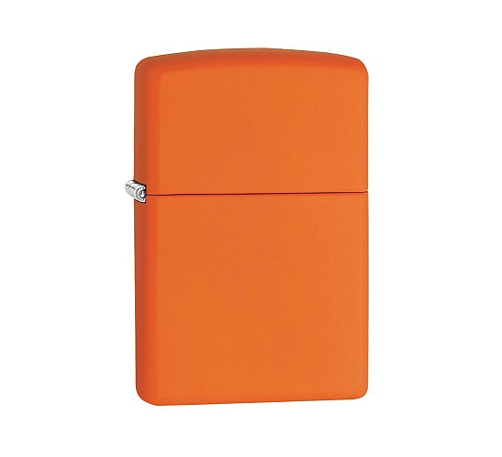 Zippo aansteker in heldere oranje kleur met matte afwerking en minimalistisch design