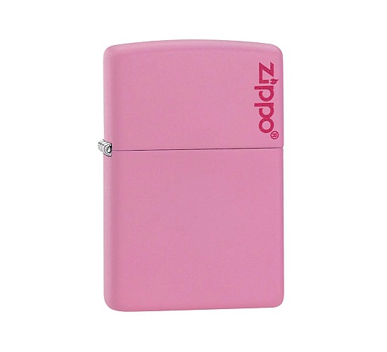 Zippo roze matte aansteker met donkerroze Zippo logo rechtsboven, regular formaat