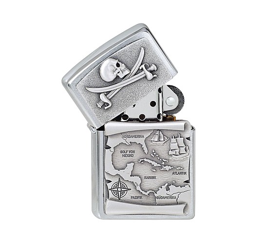 Zippo Piraten embleem met een schatkaart