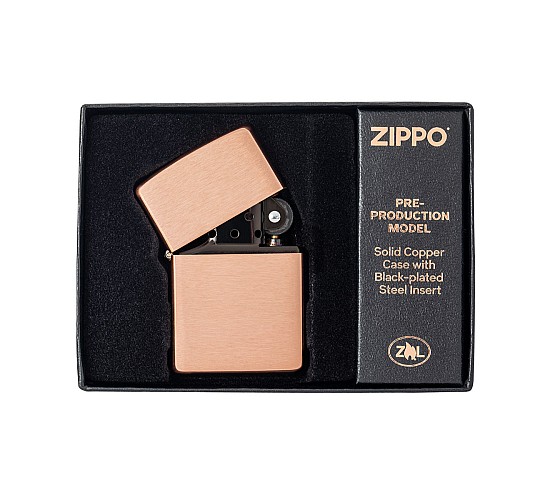 Zippo pre production model solid copper case black plated steel insert