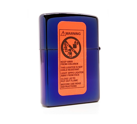 Zippo purple warning backside