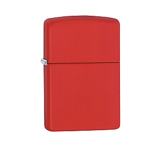 Zippo Red matte aansteker met egale rode kleur en matte afwerking in regular model