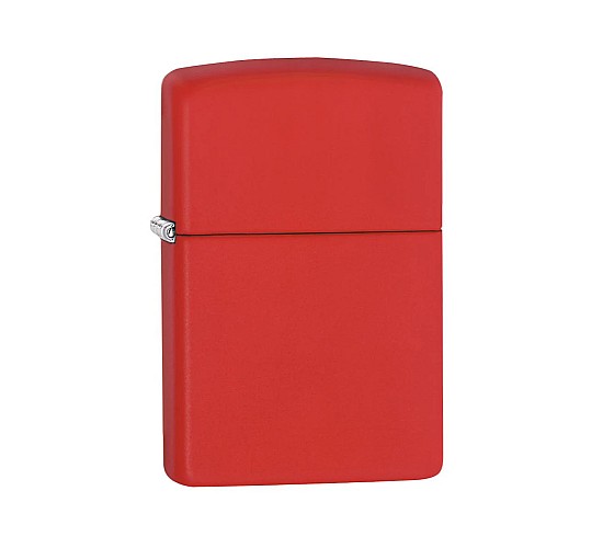 Zippo Red matte aansteker met egale rode kleur en matte afwerking in regular model