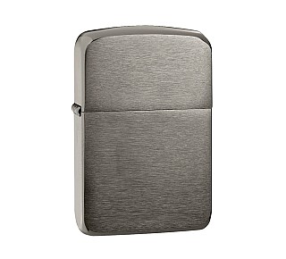 Zippo Replica 1941 aansteker met geborstelde Black ice afwerking in zwarte metallic kleur