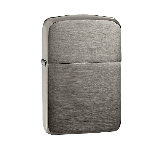 Zippo Replica 1941 aansteker met geborstelde Black ice afwerking in zwarte metallic kleur