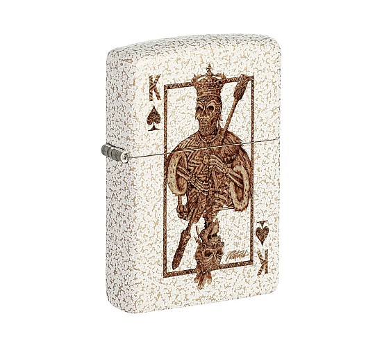 Zippo Rick Rietveld Ace Skull Design met gouden Mercury Glass afwerking en skull schoppenkoning print