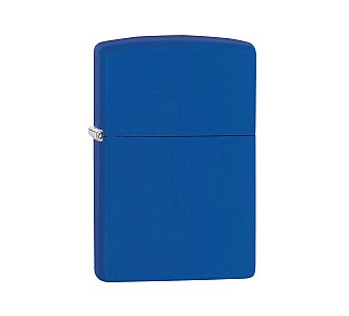 Zippo Royal blue matte aansteker met matte koningsblauwe afwerking en zilverkleurig scharnier
