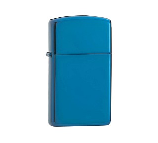 Zippo Sapphire slim aansteker met gepolijste sapphire blauwe afwerking
