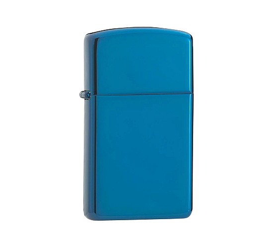 Zippo Sapphire slim aansteker met gepolijste sapphire blauwe afwerking
