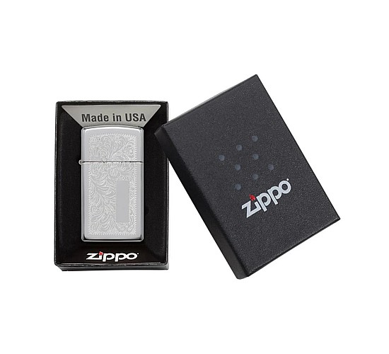 Doosje met de Venetian  Chrome Slim van Zippo