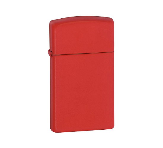 Zippo Red matte slim basismodel met diepe matte rode afwerking zonder motief