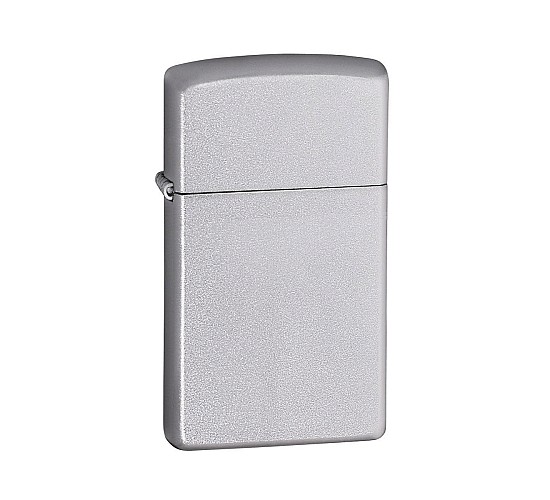 Zippo Satin Finish slim aansteker met zilverkleurige satin finish en chrome afwerking