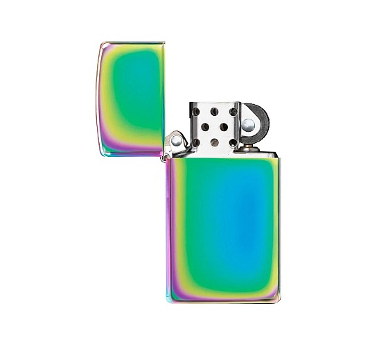 Unieke slim zippo met olieachtige (spectrum) afwerking