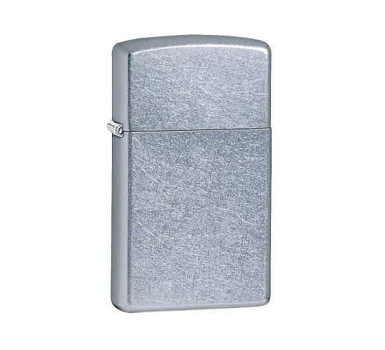 Zippo Street chrome slim aansteker met licht geborstelde chrome afwerking en slank design