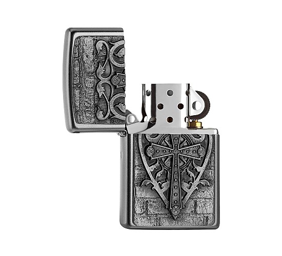 Zippo used cross satin chrome