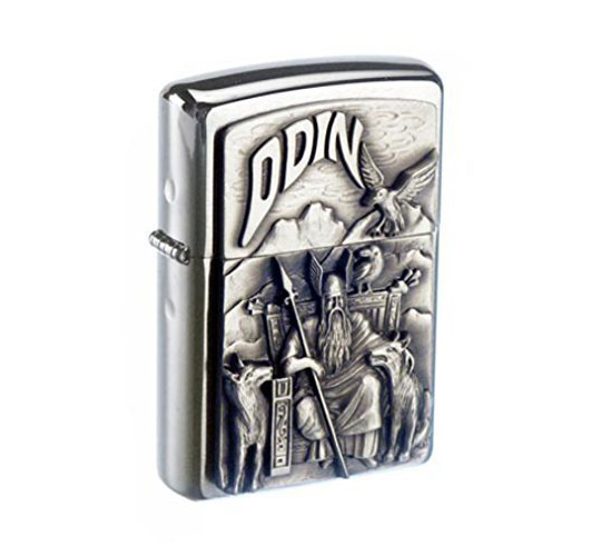 Zippo in het chroom met viking god Odin