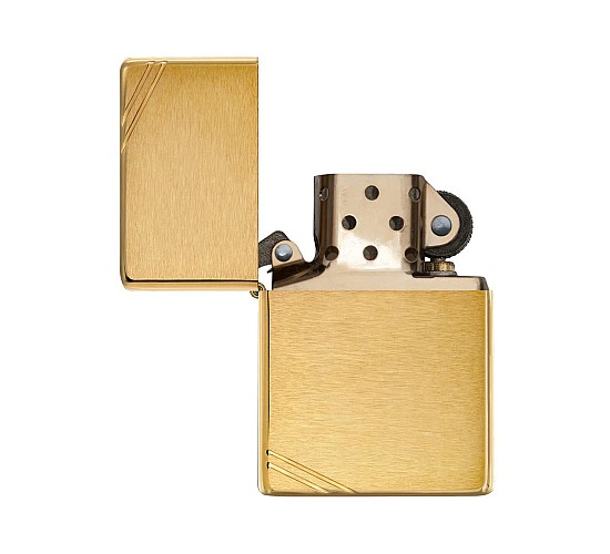 Vintage look zippo geborsteld messing met slashes