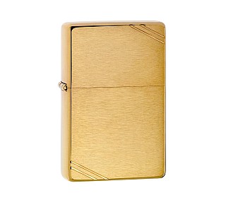 Zippo Vintage brushed messing aansteker met geborstelde afwerking en subtiele schuine lijnen