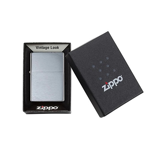 Doosje met de Vintage brushed  Chrome van Zippo