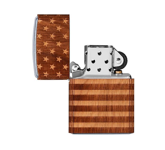 Zippo woodchuck usa american flag wrap open